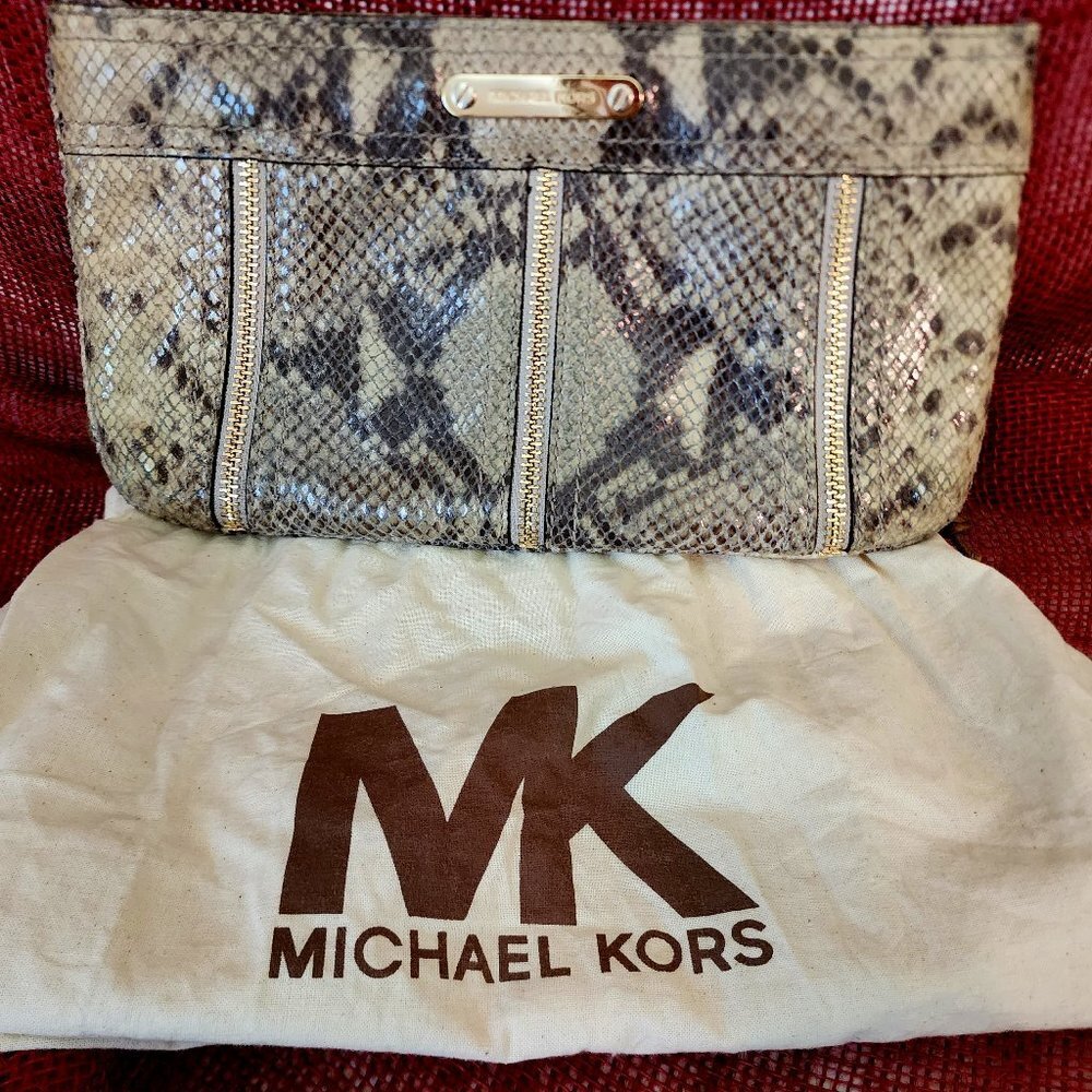 Michael Kors‎ faux animal print clutch with storage bag